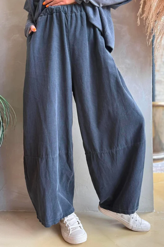 Arbi Needlecord Lantern Barrel Pant Charcoal